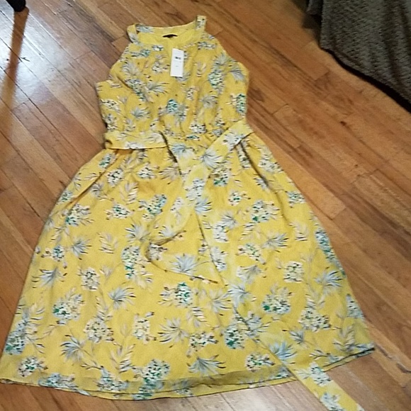 Ann Taylor Tropical Toile Halter Tie Waist Flare D - Picture 4 of 6